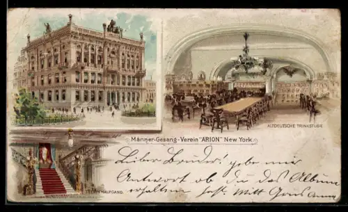 Lithographie New York, Männer-Gesang-Verein Arion, Altdeutsche Trinkstube