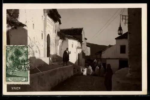 AK Xauen, Strassenszene mit lokaler Bevölkerung