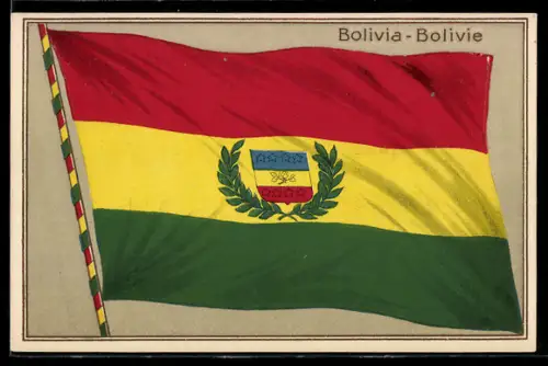 Präge-AK Bolivien, Flagge mit Wappen