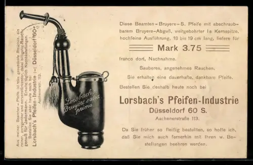AK Düsseldorf, Lorsbach`s Pfeifen-Industrie, Pfeife