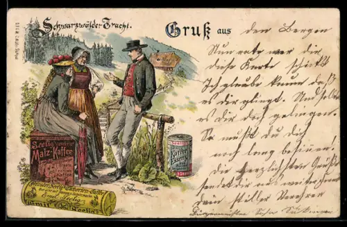 AK Gruppe in Schwarzwälder Tracht, Seelig Malz Kaffee, Kaffee-Essenz