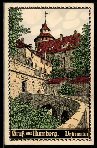 Künstler-AK Kallista: Nürnberg, Uestnertor