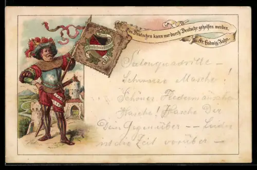 AK Streiter mit Fahne Bund der Deutschen im Böhmerwald