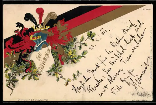 AK Wappen mit Ritterhelm und Wahlspruch Heil Alldeutschland