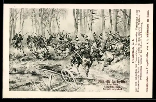AK Rotes Kreuz Nr. 8, Aus den Kämpfen bei Przemysl, Vefolgung einer Kosakensotnie...