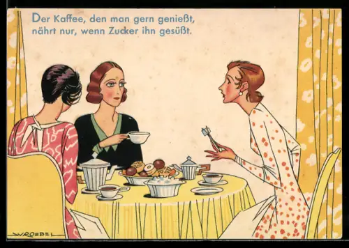 AK Drei Frauen mit Gebäck bei einer Teestunde, Zucker