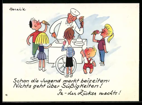 AK Südzucker zum Kochen und Backen, Kinder und Eisverkäufer