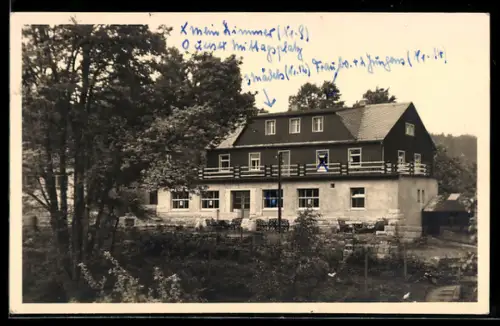 AK Pfaffendorf /Elbe, Heim Margarethenhof mit Garten