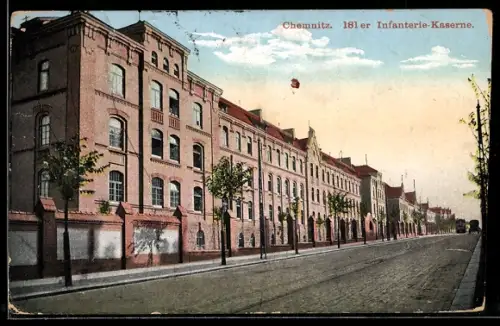 AK Chemnitz, 181er Infanterie-Kaserne mit Strasse