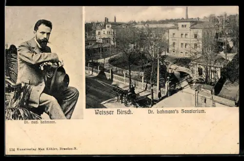 AK Weisser Hirsch, Dr. Lahmann`s Sanatorium, Portrait Dr. med. Lahmann