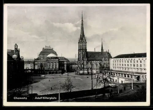 AK Chemnitz, platz, Kirche, Opernhaus