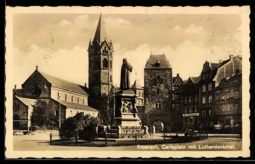 AK Eisenach, Karlsplatz mit Lutherdenkmal