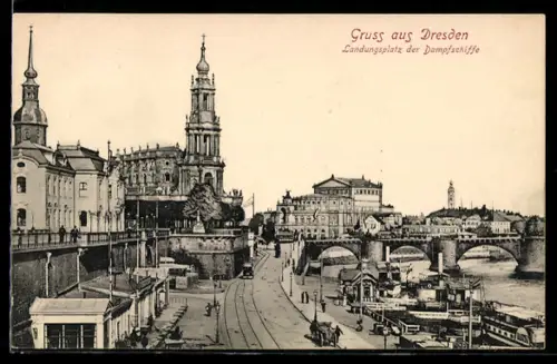 AK Dresden, Landungsplatz der Dampfschiffe