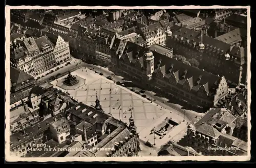 AK Leipzig, Markt mit Altem Rathaus und Messamt