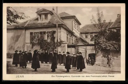AK Jena, Fürstengraben, Kurrende vor dem Frommann`schen Hause