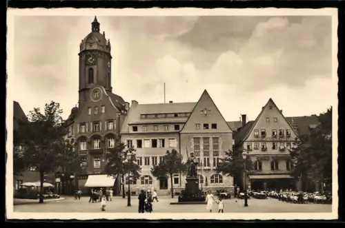 AK Jena, Marktplatz, Germanenhaus, Stadtkirche