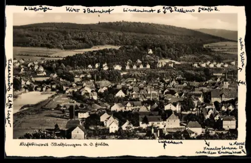 AK Melsungen a. d. Fulda, Totalansicht aus der Vogelschau mit Umgebung