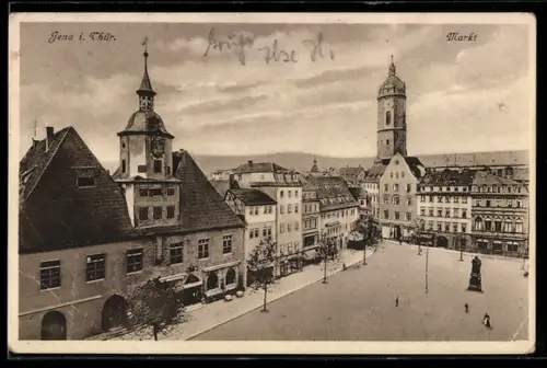 AK Jena i. Thür., Markt, Rathaus, Stadtkirche