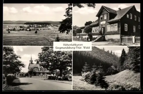 AK Siegmundsburg /Thür. Wald, Kirche, Gasthaus Hittenberg, Inh. F. Siegel
