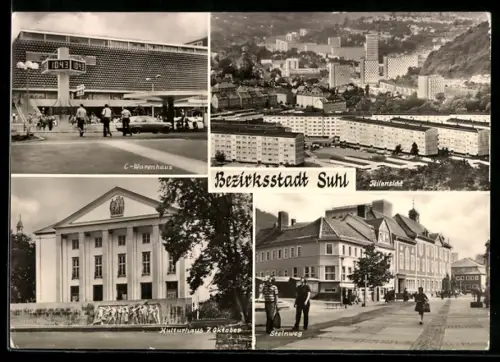 AK Suhl, C-Warenhaus, Teilansicht, Kulturhaus 7. Oktober, Steinweg