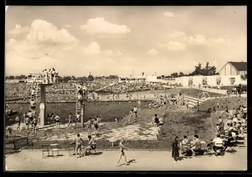 AK Ronneburg /Thür., Bad, Schwimmbad, Sprungturm, Badegäste