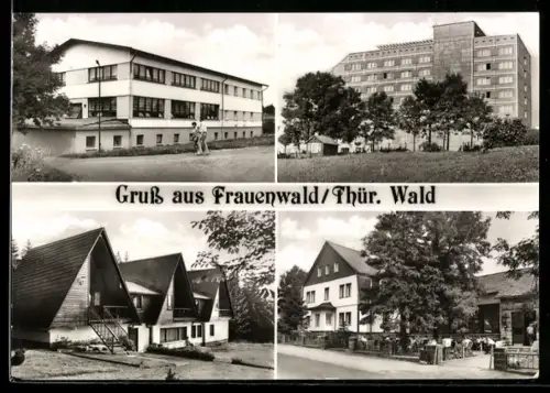 AK Frauenwald /Thür. Wald, Gasthaus, Ferienhäuser und Wohnhaus