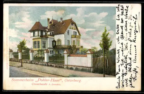 AK Cossebaude b. Dresden, Sommerheim Pohler-Haus am Osterberg, Aussenansicht