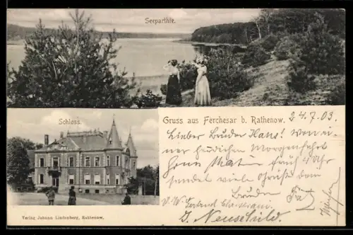 AK Ferchesar b. Rathenow, Schloss in der Aussenansicht und Partie am See