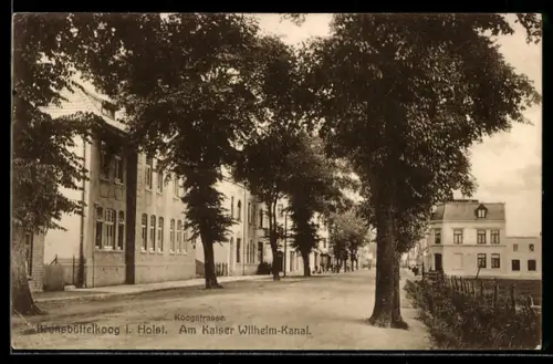 AK Brunsbüttelkoog i. Holst., Partie am Kaiser Wilhelm-Kanal in der Koogstrasse