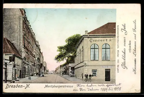 AK Dresden-N., Concerthaus Georg Busch in der Moritzburgerstrasse