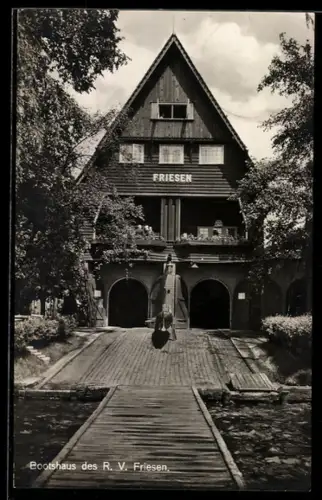 AK Berlin-Oberschöneweide, Bootshaus des R. V. Friesen in der Weiskopfstrasse 136