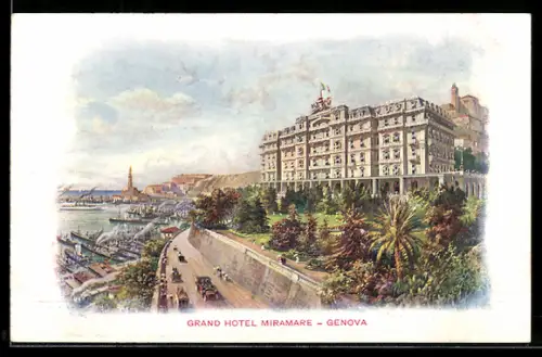 Künstler-AK Genova, Grand Hotel Miramare
