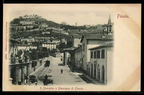AK Fiesole, S. Domenico e Panorama di Fiesole, Strassenbahn