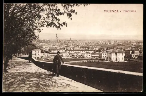 AK Vicenza, Panorama mit Mann