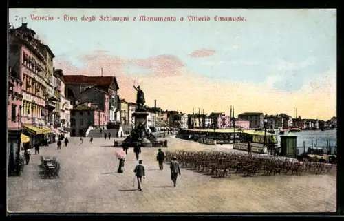 AK Venezia, Riva degli Schiavani e Monumento a Vittorio Emanuele