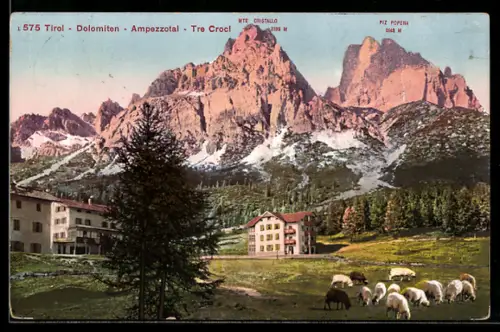 AK Tre Croci, Ansicht mit Mte. Cristallo und Piz Popena