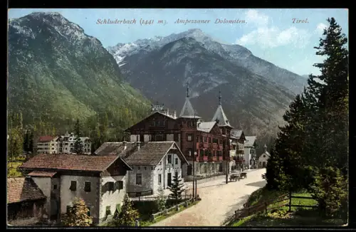 AK Schluderbach, Panorama, Ampezzaner Dolomiten