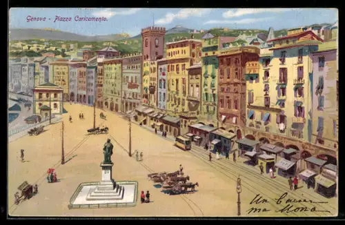 Lithographie Genova, Piazza Caricamento