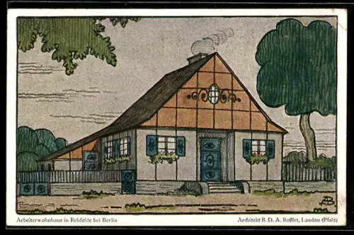Künstler-AK Rehfelde, Arbeiterwohnhaus