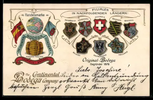 AK Reklame The Continental Bodega Company, Flaggen und Wappen