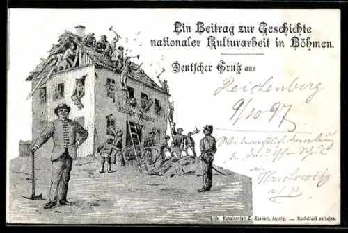 AK Deutsche Volksschule in Böhmen wird gebaut, ein Beitrag zur Geschichte nationaler Kulturarbeit