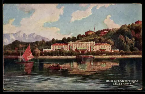 Künstler-AK Bellagio, Hotel Grande Bretagne, Lac de Como