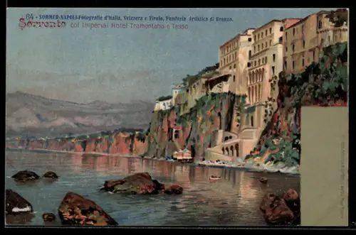 Lithographie Sorrento, Uferpartie