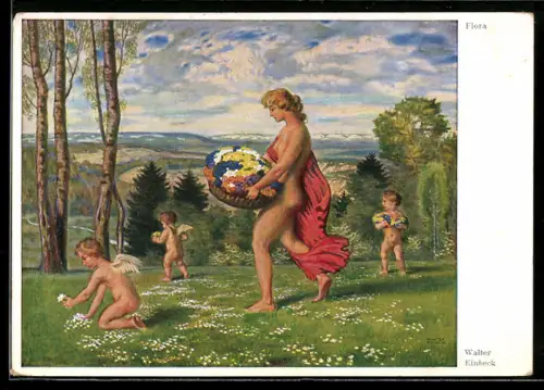Künstler-AK Walter Einbeck: Frühlingseinzug, Putten und Genius