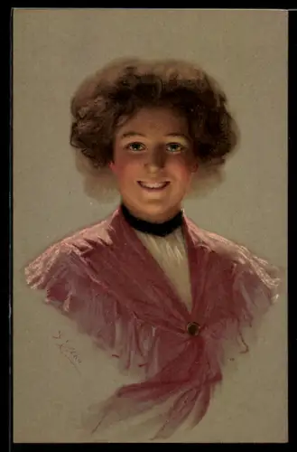 Künstler-AK M. Munk Nr. 400: Fräulein mit Hochsteckfrisur