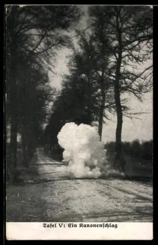 AK Gefechtsszene, Ein Kanonenschlag, Explosion auf einer Allee