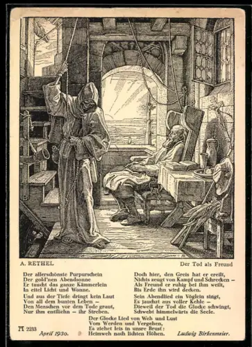 Künstler-AK Der Tod als Freund eines Greises