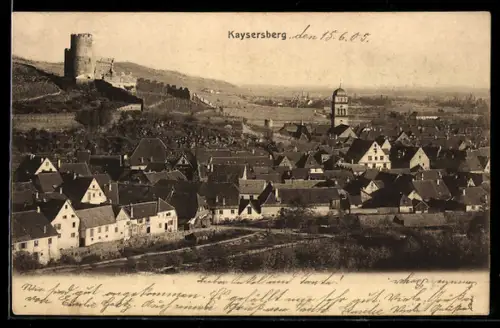 AK Kaysersberg, Panorama mit Burg und Stadtkern