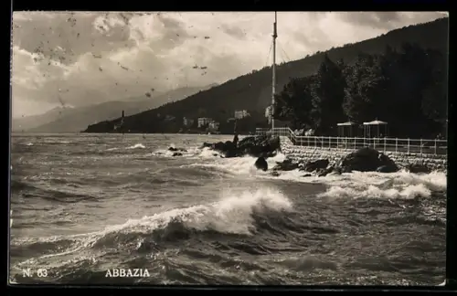 AK Abbazia, Lungomare con onde