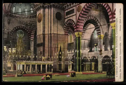 AK Constantinople, L`intérieur de la Mosquée Süleimanie